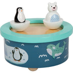 Houten muziekdoos IJsbeer & Pinguïn