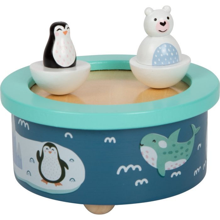 Houten muziekdoos IJsbeer & Pinguïn