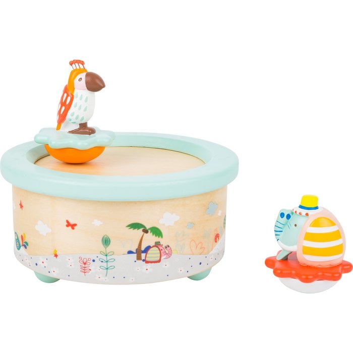 Houten muziekdoos Olifant & Papegaai